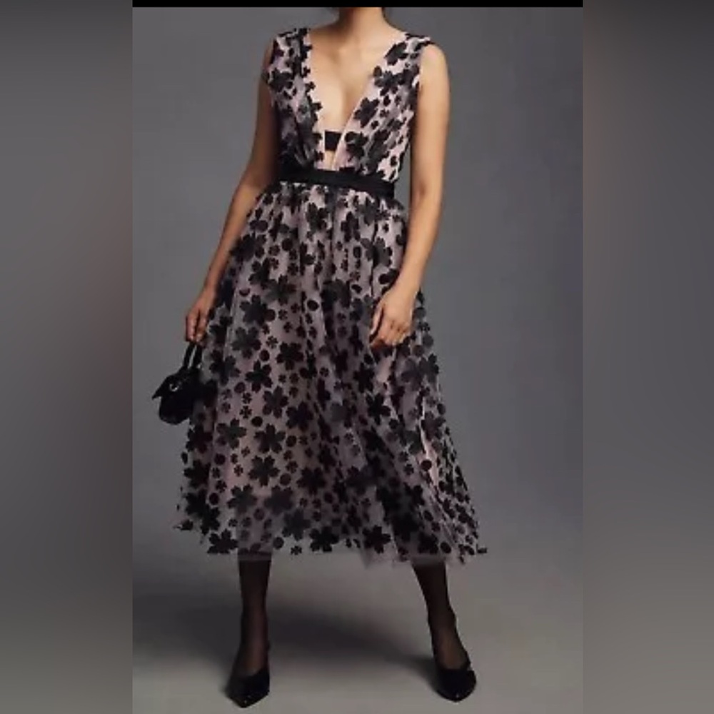 Anthropologie 3-D Floral Dress size 14. NWOT